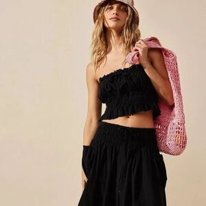 Free People Free-est All The Things Tube Cropped Top Black Cotton S New 274253